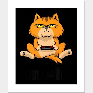 Funny Meh Cat Video Game Gift for Cat Lovers Posters and Art